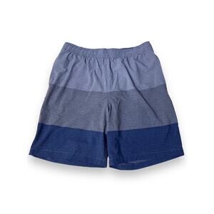 Kirkland Signature Men's Swim Short Blue Color Block Size M Stretch Fabric